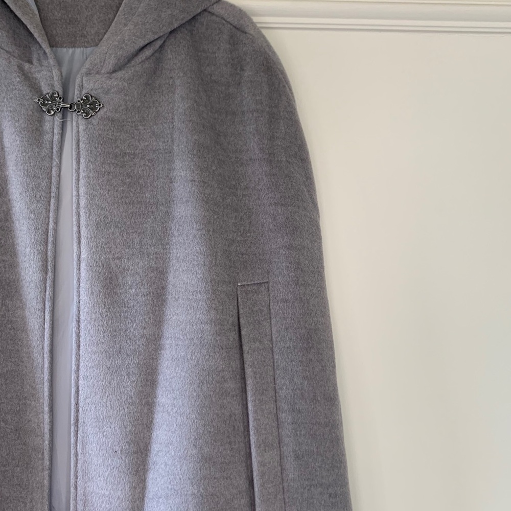 Hooded medieval warm gray cloak/wedding cape